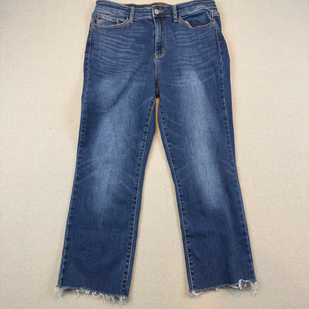Judy Blue 15/32 Straight Fit Jeans Womens Blue Raw Hem High Rise JB82561DK - Picture 3 of 11